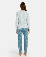 Women's long pajamas in plain cotton knit fabric