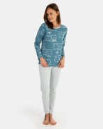 Women's long pajamas in plain cotton knit fabric