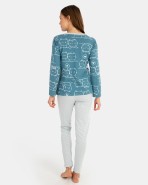 Women's long pajamas in plain cotton knit fabric