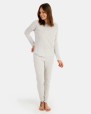 Women's long pajamas in striped and plain striped fabric