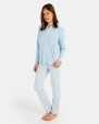Pijama de mujer largo en tejido Jacquard  Vichy y  tejido interlock