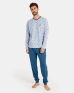 Men's pyjamas in micro-printed cotton knit