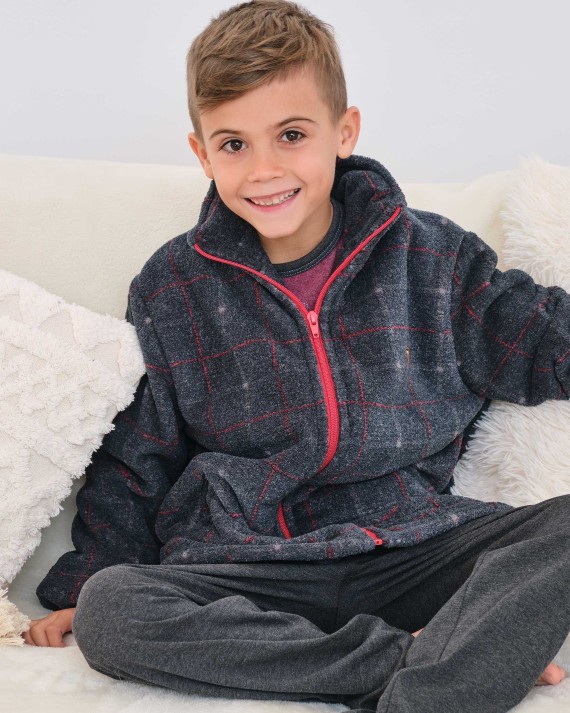 Printed fleece baby robe