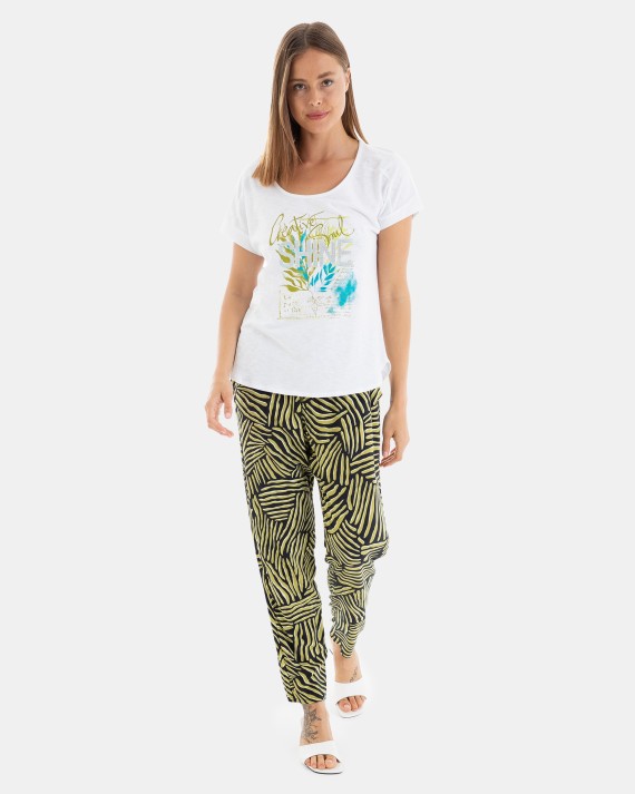 Pantalón recto de mujer estampado