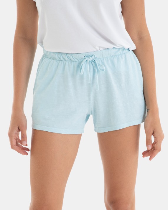 Short de mujer de algodón flamé color azul
