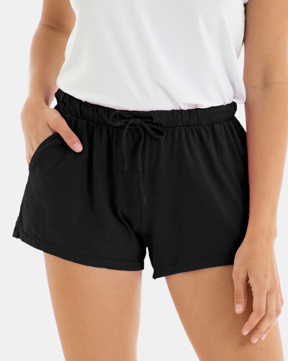 Short de mujer de algodón flamé color negro