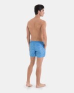 BAÑADOR DE HOMBRE BERMUDA AZUL CON MICRO ESTAMPADO A CONTRASTE.