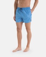 BAÑADOR DE HOMBRE BERMUDA AZUL CON MICRO ESTAMPADO A CONTRASTE.