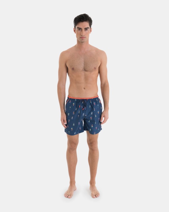 BAÑADOR DE HOMBRE BERMUDA ESTAMPADO BARCOS