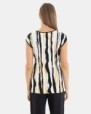 CAMISETA DE MUJER DE HOMBRO CAÍDO RAYAS MULTICOLOR