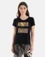 CAMISETA DE MUJER DE MANGA CORTA ANIMAL PRINT DORADO