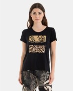 CAMISETA DE MUJER DE MANGA CORTA ANIMAL PRINT DORADO