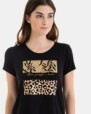 CAMISETA DE MUJER DE MANGA CORTA ANIMAL PRINT DORADO