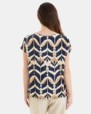 CAMISETA DE MUJER HOMBRO CAÍDO ESTAMPADO GEOMÉTRICO