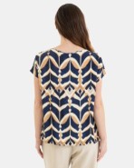 CAMISETA DE MUJER HOMBRO CAÍDO ESTAMPADO GEOMÉTRICO