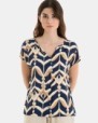 CAMISETA DE MUJER HOMBRO CAÍDO ESTAMPADO GEOMÉTRICO