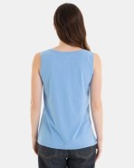 CAMISETA BÁSICA DE MUJER SIN MANGAS AZUL