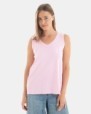 CAMISETA BÁSICA DE MUJER SIN MANGAS ROSA