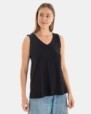CAMISETA BÁSICA DE MUJER SIN MANGAS NEGRO