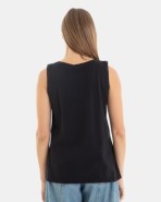 CAMISETA BÁSICA DE MUJER SIN MANGAS NEGRO
