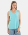 CAMISETA BÁSICA DE MUJER SIN MANGAS TURQUESA
