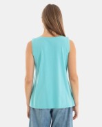 CAMISETA BÁSICA DE MUJER SIN MANGAS TURQUESA