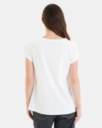 CAMISETA BÁSICA DE MUJER HOMBRO CAÍDO BLANCO
