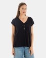 CAMISETA BÁSICA DE MUJER HOMBRO CAÍDO NEGRO