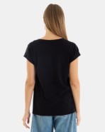 CAMISETA BÁSICA DE MUJER HOMBRO CAÍDO NEGRO