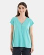 CAMISETA BÁSICA DE MUJER HOMBRO CAÍDO TURQUESA
