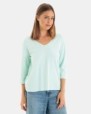 CAMISETA BÁSICA DE MUJER MANGA 3/4 VERDE