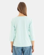 CAMISETA BÁSICA DE MUJER MANGA 3/4 VERDE