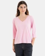 CAMISETA BÁSICA DE MUJER MANGA 3/4 ROSA