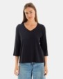 CAMISETA BÁSICA DE MUJER MANGA 3/4 NEGRO