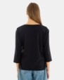 CAMISETA BÁSICA DE MUJER MANGA 3/4 NEGRO