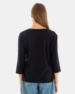 CAMISETA BÁSICA DE MUJER MANGA 3/4 NEGRO