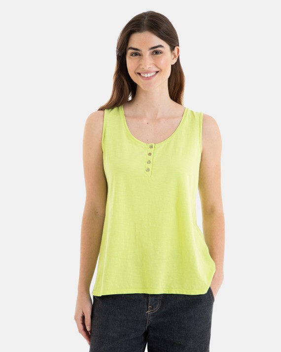 CAMISETA BÁSICA DE MUJER SIN MANGAS VERDE
