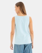 CAMISETA BÁSICA DE MUJER SIN MANGAS AZUL