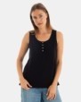 CAMISETA BÁSICA DE MUJER SIN MANGAS NEGRO