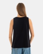 CAMISETA BÁSICA DE MUJER SIN MANGAS NEGRO