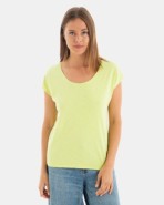 CAMISETA BÁSICA DE MUJER HOMBRO CAÍDO VERDE