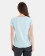 CAMISETA BÁSICA DE MUJER HOMBRO CAÍDO AZUL