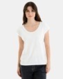 CAMISETA BÁSICA DE MUJER HOMBRO CAÍDO BLANCO