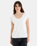 CAMISETA BÁSICA DE MUJER HOMBRO CAÍDO BLANCO