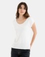 CAMISETA BÁSICA DE MUJER HOMBRO CAÍDO BLANCO