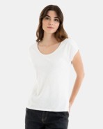 CAMISETA BÁSICA DE MUJER HOMBRO CAÍDO BLANCO