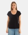 CAMISETA BÁSICA DE MUJER HOMBRO CAÍDO NEGRO