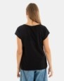 CAMISETA BÁSICA DE MUJER HOMBRO CAÍDO NEGRO