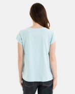 CAMISETA BÁSICA DE MUJER HOMBRO CAÍDO AZUL