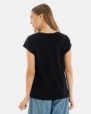 CAMISETA BÁSICA DE MUJER HOMBRO CAÍDO NEGRO